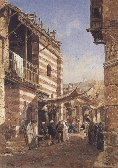 John varley jnr THe School near the Babies-Sharouri,Cairo (mk37) oil painting picture
